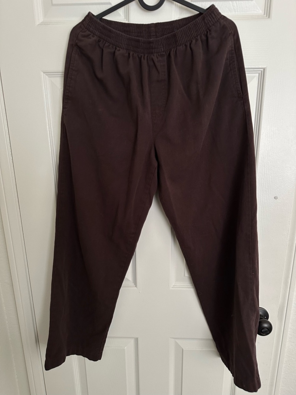 Basic Editions Elastic Waist Casual Dark Brown Pants Size S